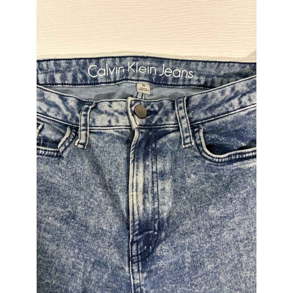 Calvin Klein Jeans Womens Acid Wash Blue Denim Skinny High Rise Size 10 WC0027